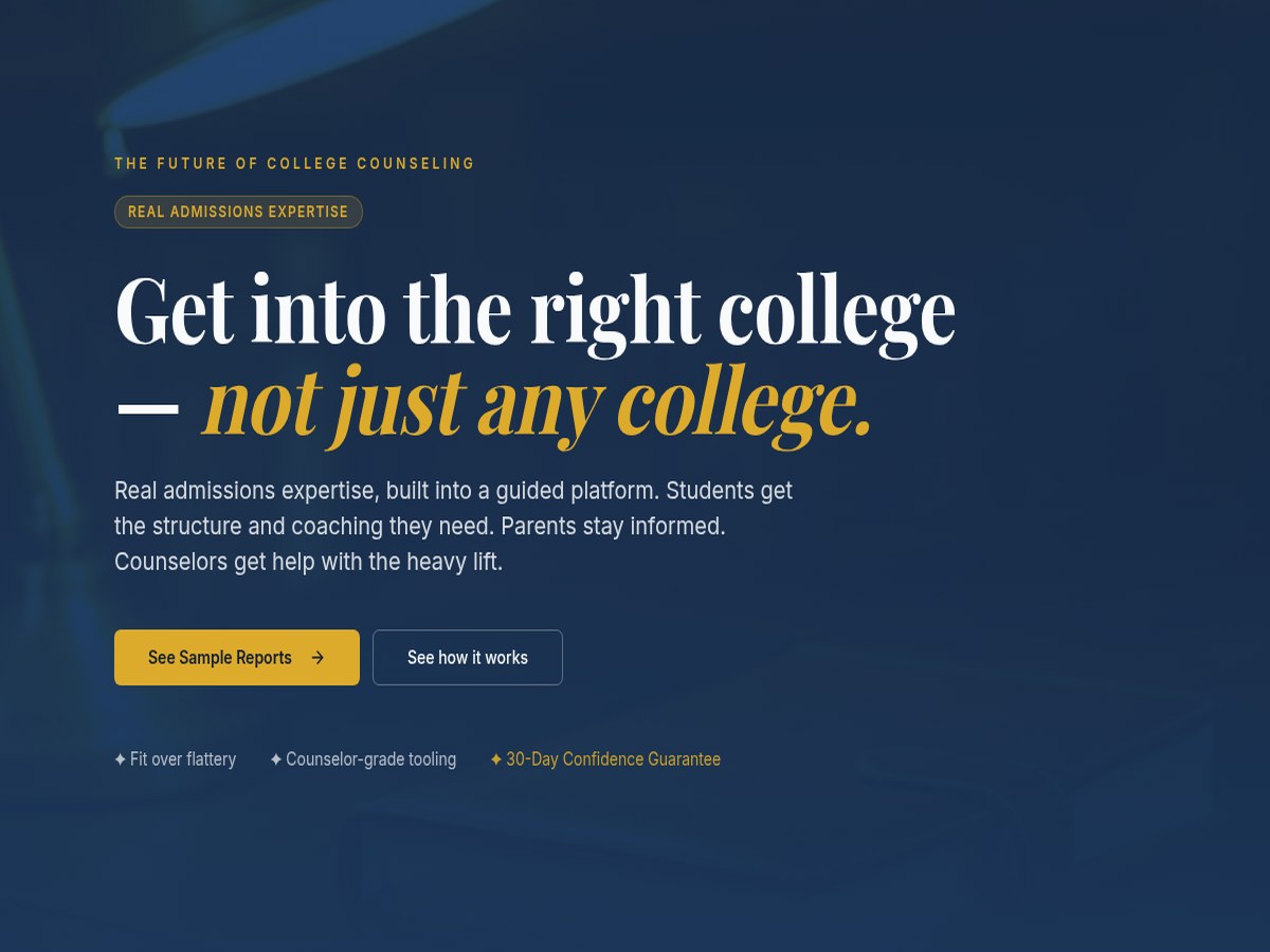 College Counseling Academy website homepage
